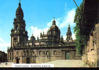 POSTAL PV12366: Torre del Reloj y Puerta Santa, Santiago de Compostela