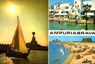 POSTAL PV12565: Playa, embarcadero y velero en Ampuriabrava