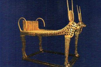 POSTAL PV13122: Cama mortuoria de Tutankhamon. Museo Egipcio del Cairo