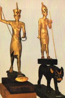 POSTAL PV13126: Estatuas de oro de Tutankhamon. Museo Egipcio del Cairo