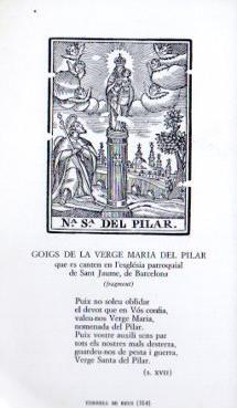 POSTAL PV12998: Goigs Verge Maria del Pilar.Francesc Ribas Ponti desitja Bon Nadal i Feliç 1986