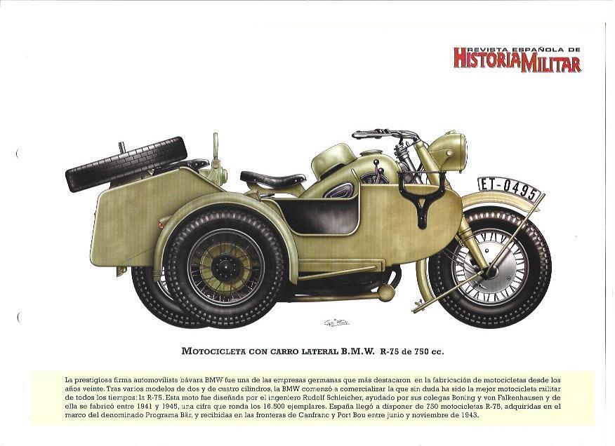 LAMINA 38843: Motocicleta con carro lateral BMW R-75