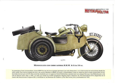 LAMINA 38843: Motocicleta con carro lateral BMW R-75
