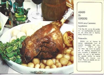 POSTAL A6281: Receta Asado de cordero