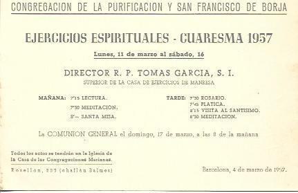 POSTAL A6290: Ejercicios Espirituales- Cuaresma 1957