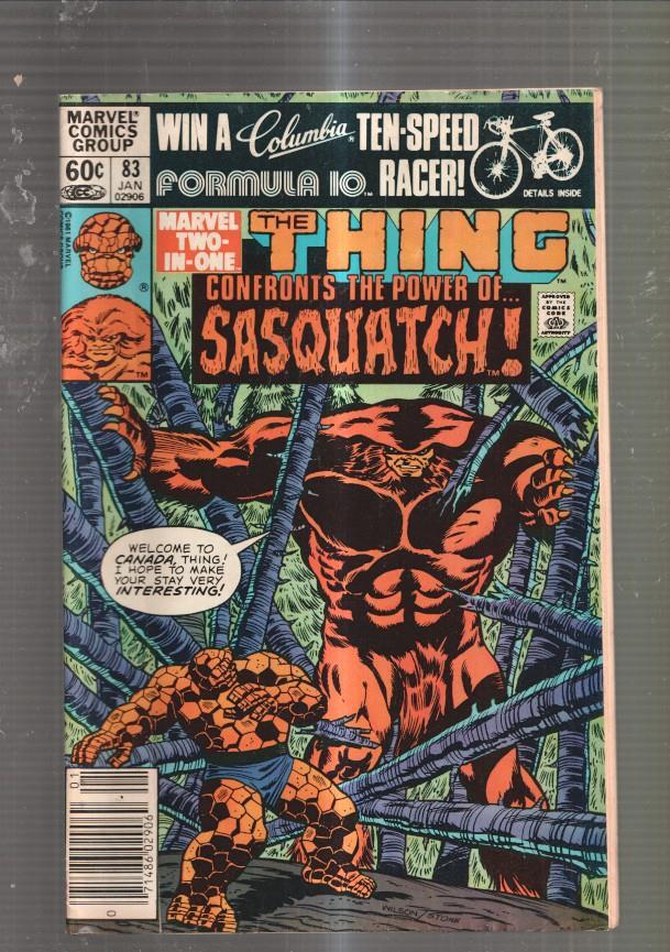 Marvel Comics Group numero 83: The Thing confront the power os Sasquathc 