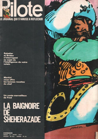 revista: Pilote numero 586, 28-1-1971: La baignoire de Sheherezade. Trasera caricatura de Richard Nixon