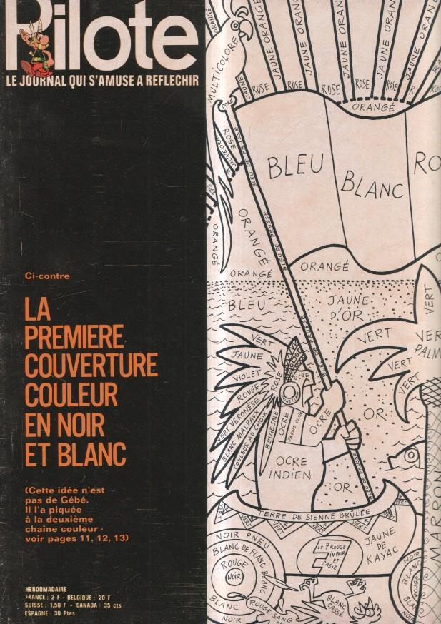 revista: Pilote numero 589, 18-2-1971: La premiere couverture couleur en noir et blanc. Trasera caricatura de John Wayne