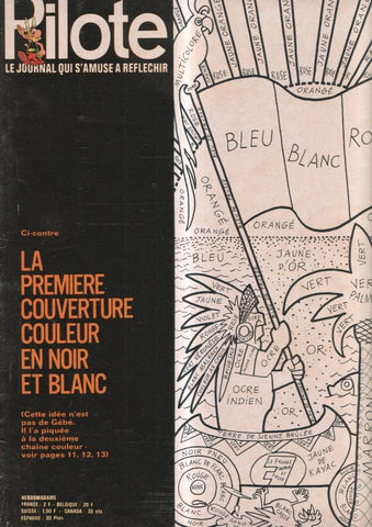 revista: Pilote numero 589, 18-2-1971: La premiere couverture couleur en noir et blanc. Trasera caricatura de John Wayne
