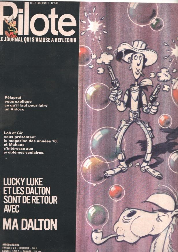 revista: Pilote numero 595, 1-4-1971: Ma Dalton. Trasera caricatura de Roland Cloutier