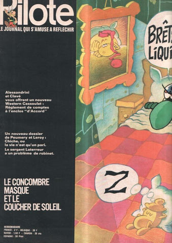 revista: Pilote numero 596, 8-4-1971: Le concombre masque et le coucher de soleil. Trasera caricatura de Boris Karloff