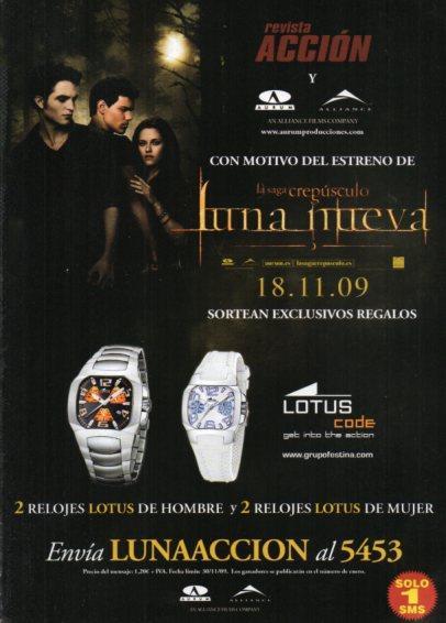LAMINA V48538: Sorteo relojes Lotus por el estreno de la pelicula Luna Nueva