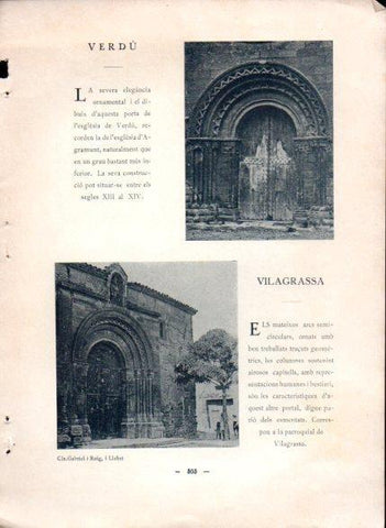 LAMINA V48831: Porta esglesia de Verdu a Lleida i Parroquia de Vilagrassa
