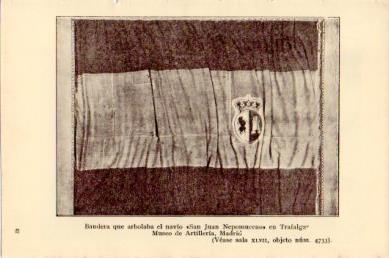 LAMINA V48781: Bandera del navio San Juan Nepomuceno arbolada en Trafalgar