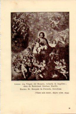 LAMINA V48789: La Virgen del Rosario rodeada de angeles por Murillo