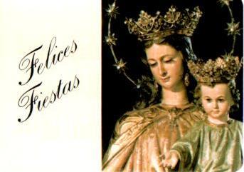 V48158: Calendario de bolsillo 1980 Virgen con el Niño deseando Felices Fiestas