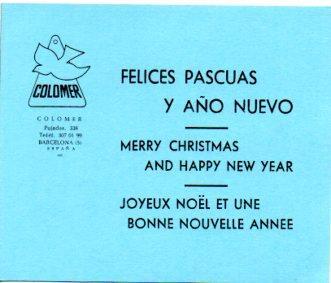 V48232: Felicitacion Navidad COLOMER en Barcelona