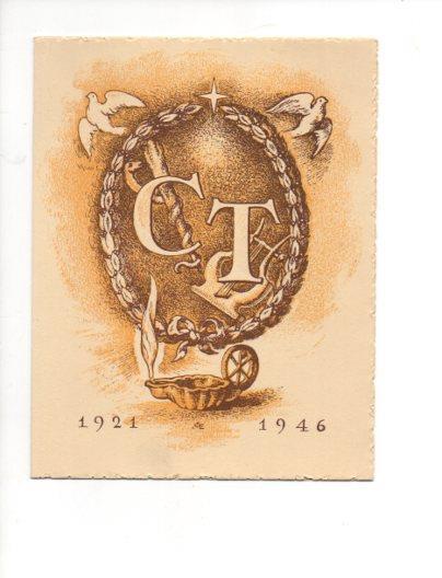 V48665: Tarjeta diptico Aniversario Bodas de Plata Ramon Cirera y Pilar Tous 1946 