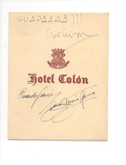 V48666: Menu banquete de boda en Hotel Colon Barcelona 1954