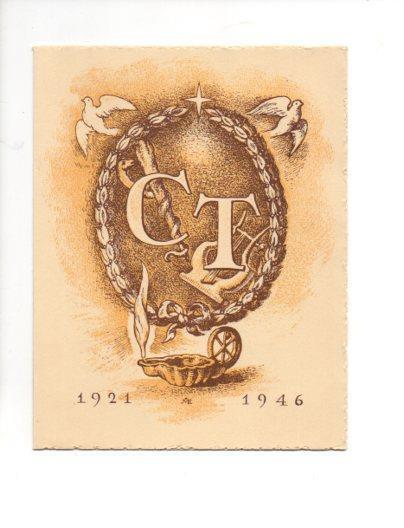 V48667: Tarjeta diptico Aniversario Bodas de Plata Ramon Cirera y Pilar Tous 1946 