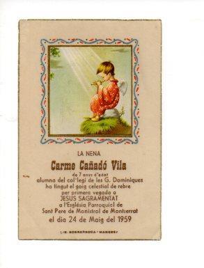 V48692: Estampa religiosa Primera Comunion 1959 Carme Cañado Vila