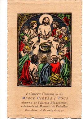 V48603: Estampa Primera Comunion de Merce Cirera Tous 1934