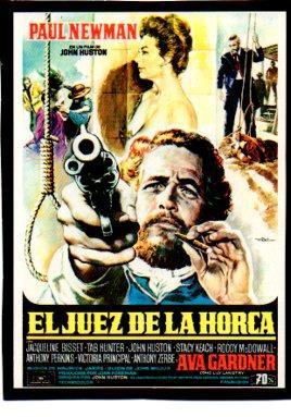 V48627: El juez de la horca con Paul Newman, recorte cartel pelicula