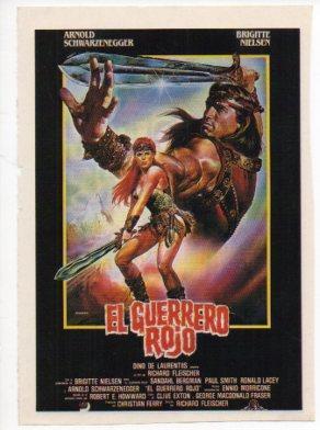 V48637: El guerrero rojo con Arnold Schwarzeneger, recorte cartel pelicula
