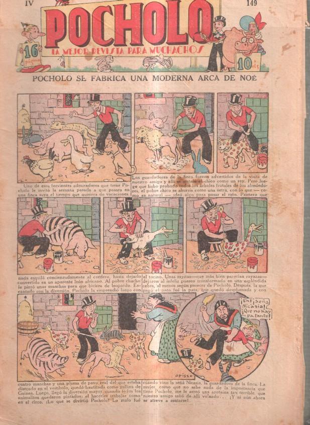 Pocholo numero 149: Pocholo se fabrica una moderna arca de noe, cubierta de Opisso