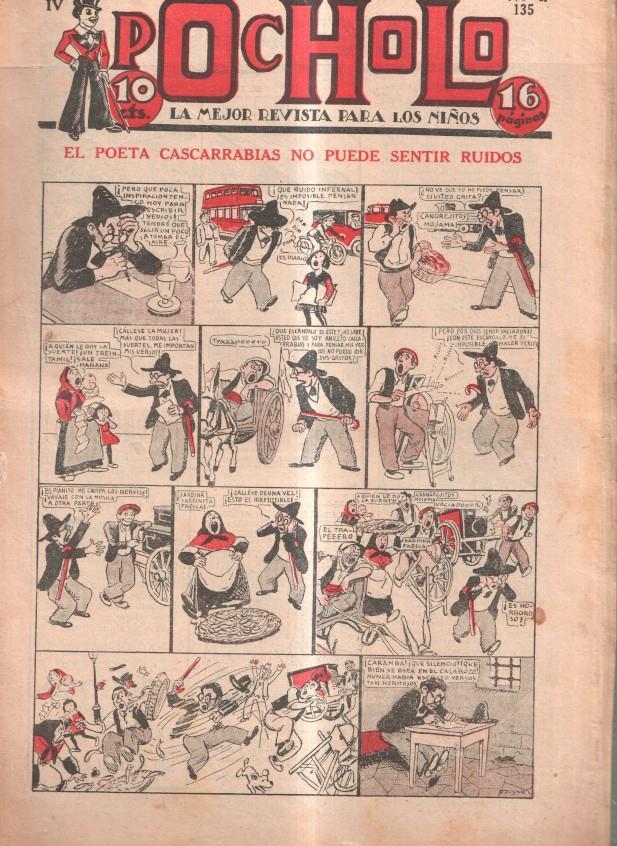 Pocholo numero 135: El poeta cascarrabias no puede sentir ruido, cubierta de Opisso