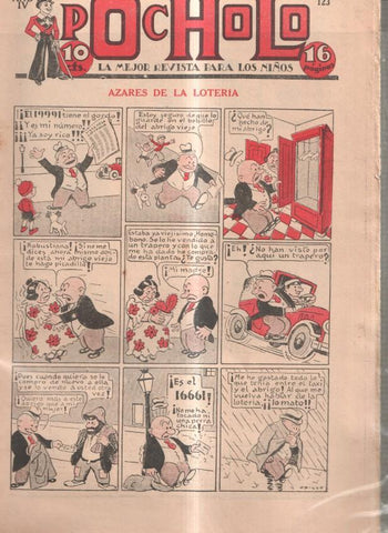 Pocholo numero 123: Azares de la loteria, cubierta de Opisso