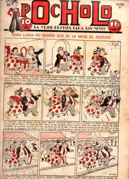 V48975: POCHOLO nº 97. Doña Linda no quiere que se le moje el vestido