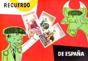 POSTAL PV13191: Recuerdo de España un torero y un toro