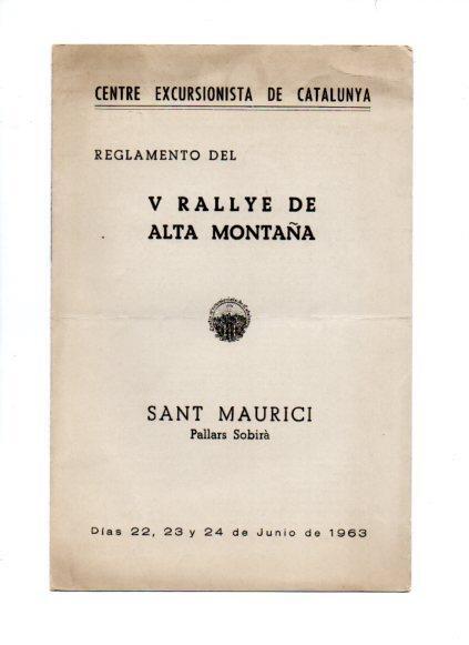 V49086: Reglamento V Rallye de Alta Montaña Sant Maurici. Año 1963