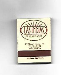CAJA DE CERILLAS 221: Restaurante Las Indias. Barcelona
