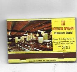 CAJA DE CERILLAS 37: Restaurante Bodegon Navarro. Madrid