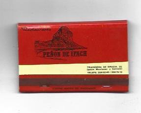 CAJA DE CERILLAS 39: Restaurante Peñon de Ifach. Barcelona