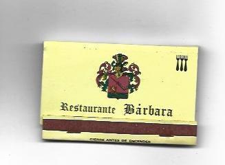 CAJA DE CERILLAS 41: Restaurante Barbara. Barcelona