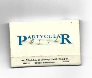CAJA DE CERILLAS 42: Partycular. Barcelona