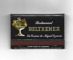 CAJA DE CERILLAS 43: Restaurante Beltxenea. Barcelona