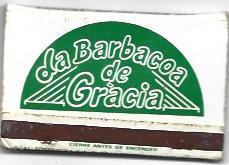 CAJA DE CERILLAS 3: La Barbacoa de Gracia. Barcelona