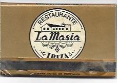CAJA DE CERILLAS 6: Restaurante La Masia. Ibiza