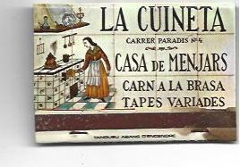 CAJA DE CERILLAS 11: Restaurante La Cuineta. Barcelona