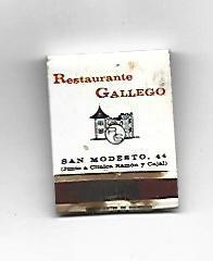 CAJA DE CERILLAS 116: Restaurante Gallego. Madrid