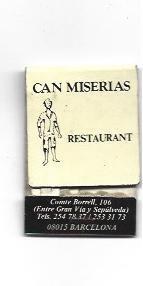 CAJA DE CERILLAS 68: Restaurante Can Miserias. Barcelona
