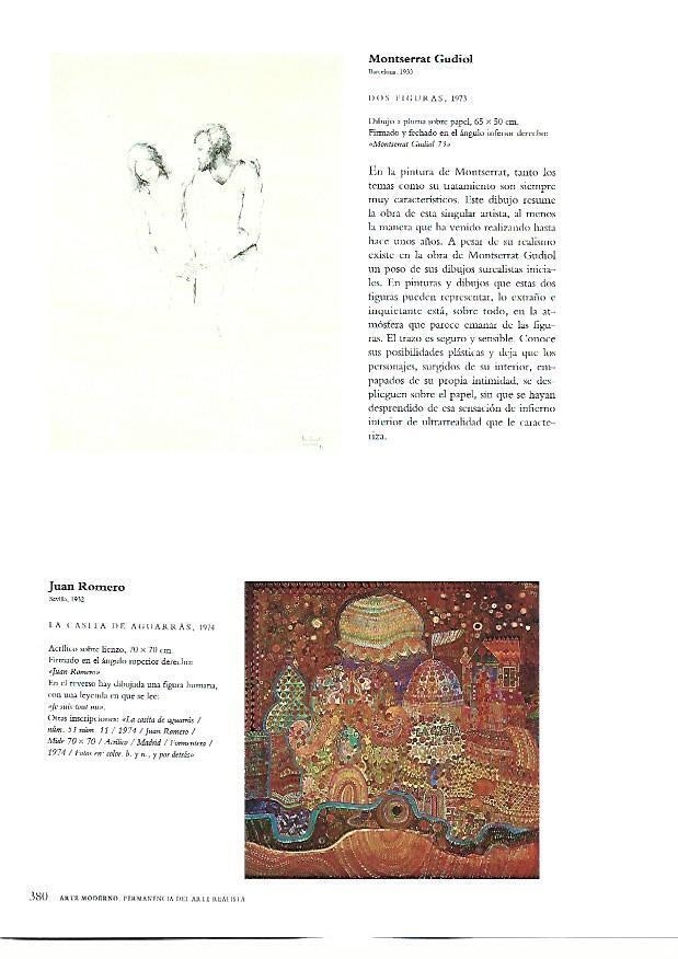 LAMINA 39099: Dos figuras, por Montserrat Gudiol y La casita de aguarras, por Juan Romero
