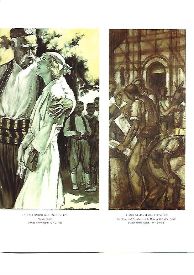 LAMINA 39121: Dona i home, por Josep Simont y Construccio del santuari de la Salut, por Antoni Vila