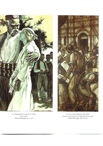 LAMINA 39121: Dona i home, por Josep Simont y Construccio del santuari de la Salut, por Antoni Vila