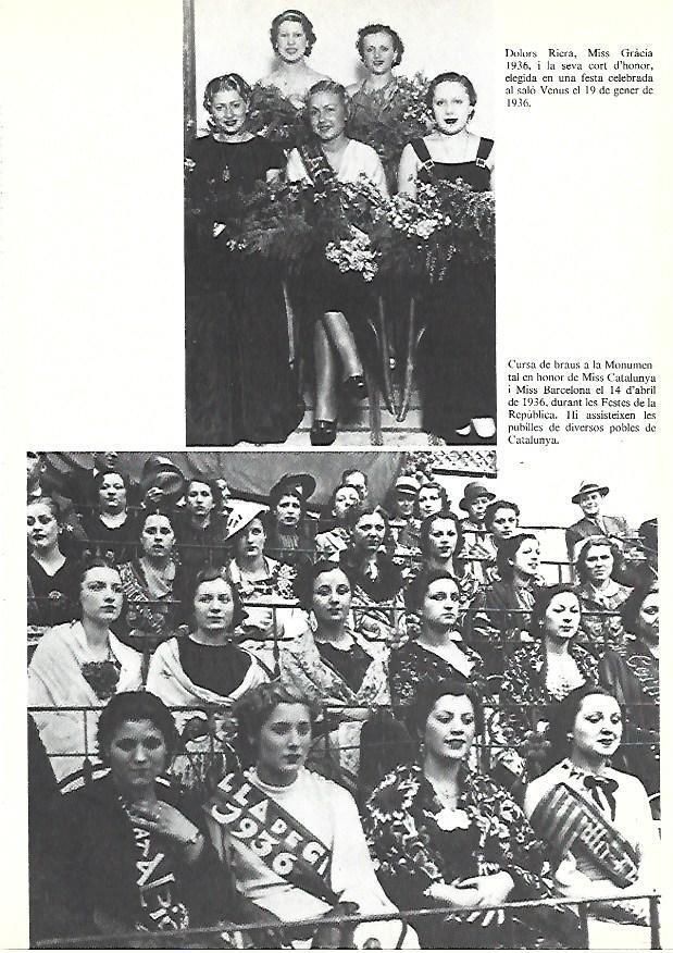 LAMINA 38898: Miss Catalunya y Miss España 1936 en la Monumental de Barcelona