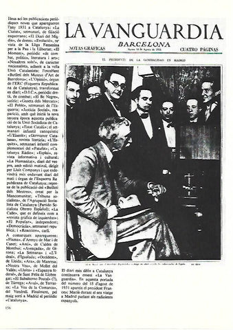 LAMINA 38920: Portada de La Vanguardia el 18 de agosto de 1931